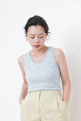 Baby blue vest with flower embroidery