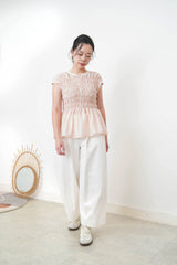 Pink detail pleats blouse