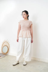Pink detail pleats blouse