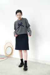 Grey ribbon crop sweater