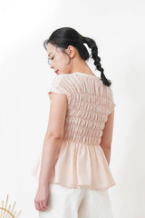 Pink detail pleats blouse