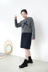 Grey ribbon crop sweater