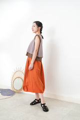 Brown vest in mesh contrast layer vest