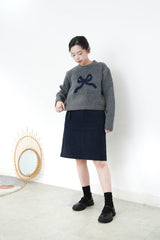 Grey ribbon crop sweater