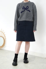 Grey ribbon crop sweater