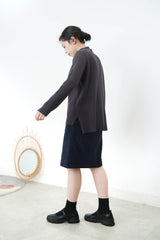 Charcoal stripe texture top in split hem