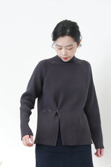 Charcoal stripe texture top in split hem