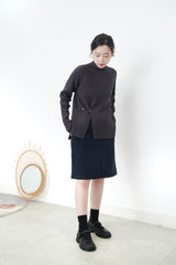 Charcoal stripe texture top in split hem