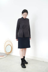Charcoal stripe texture top in split hem