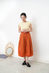 Pastel yellow minimal vest with crop sleeves