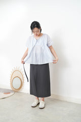 Blue linen set in 2 ways