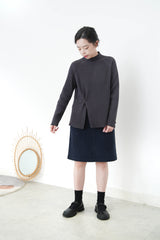 Charcoal stripe texture top in split hem