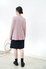 Pink stripe texture top in split hem