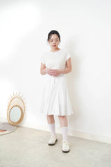 White A line peplum skirt w/ embroidery