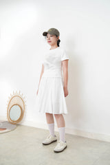 White A line peplum skirt w/ embroidery