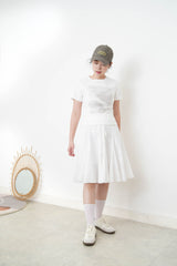 White A line peplum skirt w/ embroidery