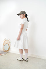 White A line peplum skirt w/ embroidery