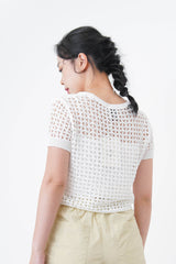 White premium crochet top