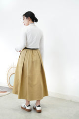 Beige A cut skirt in elastic waist