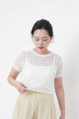 White premium crochet top