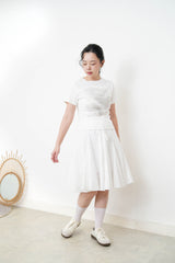 White A line peplum skirt w/ embroidery