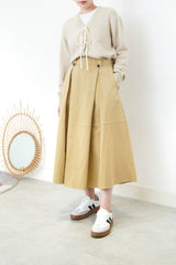 Oatmeal wool cardigan w/ stitching detail