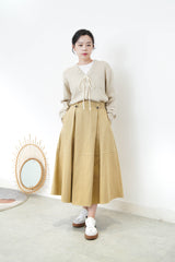 Beige A cut skirt in elastic waist