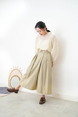 Green wide leg palazzo in pleats