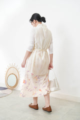 Ivory silky long vest w/ strings