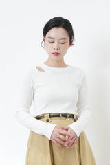 White stripe top in cut out detail