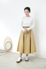 Beige A cut skirt in elastic waist