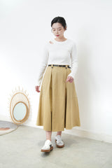 Beige A cut skirt in elastic waist