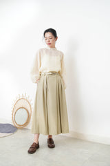 Green wide leg palazzo in pleats