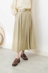 Green wide leg palazzo in pleats