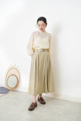 Green wide leg palazzo in pleats