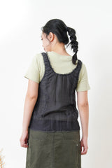 Charcoal lace vest with buttons