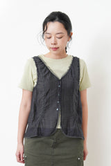 Charcoal lace vest with buttons