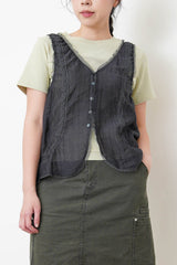 Charcoal lace vest with buttons