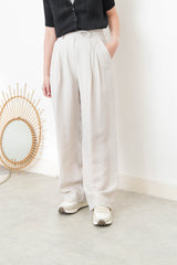 Light grey silk smooth summer pants