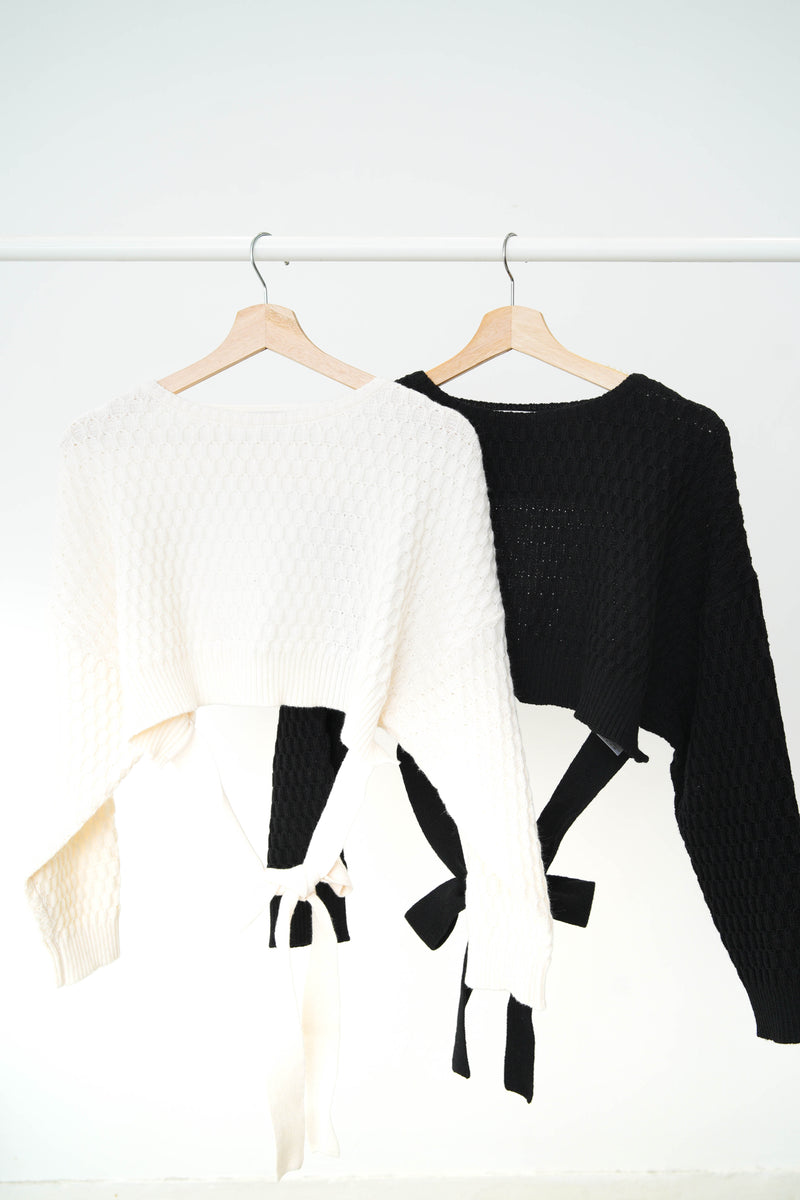 Black crop sweater w/ open back straps