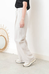 Light grey silk smooth summer pants