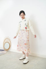 Ivory cartoon embroidery cardigan