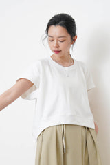 White 3D cut pullover in sphere hem