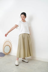 Green wide leg palazzo in pleats