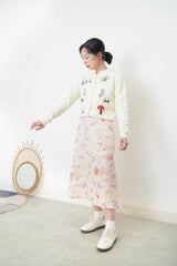 Ivory cartoon embroidery cardigan