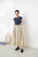 Green wide leg palazzo in pleats