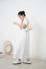 White pleats minimal dress