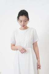 White pleats minimal dress