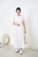 White pleats minimal dress