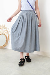 Blue strippy summer skirt w/ adjustble buttone